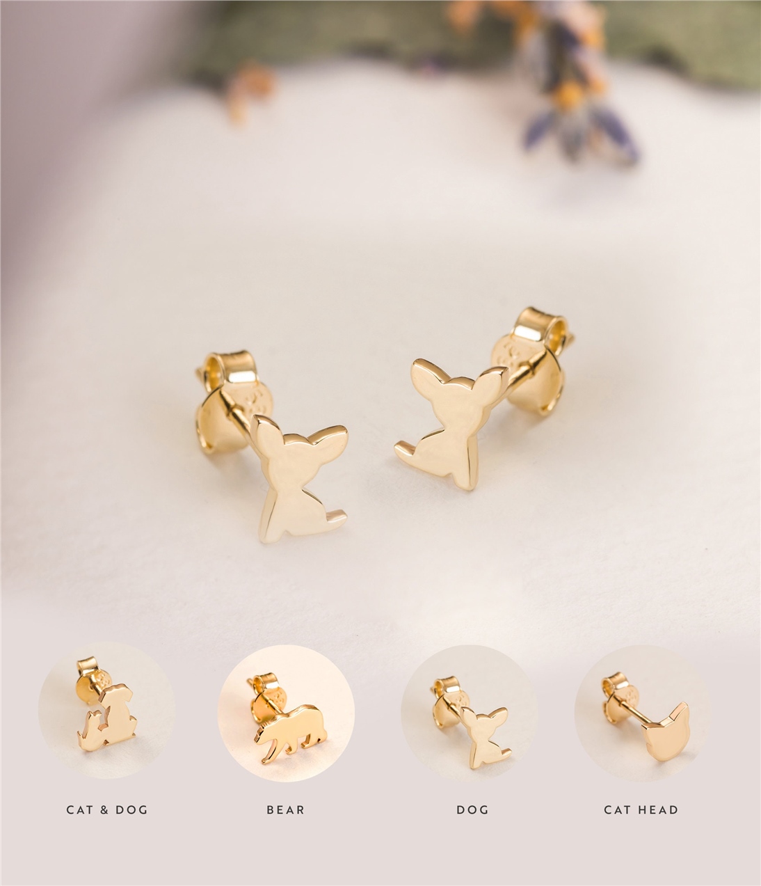 Altın Hayvan Figürlü Küpe