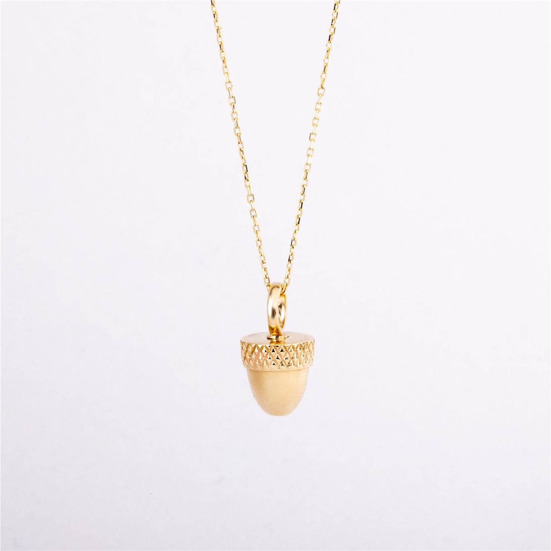 Solid Gold Acorn Nut Urn Necklace