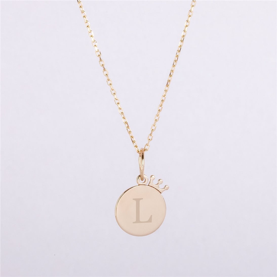 Altın Taçlı Disk Kolye