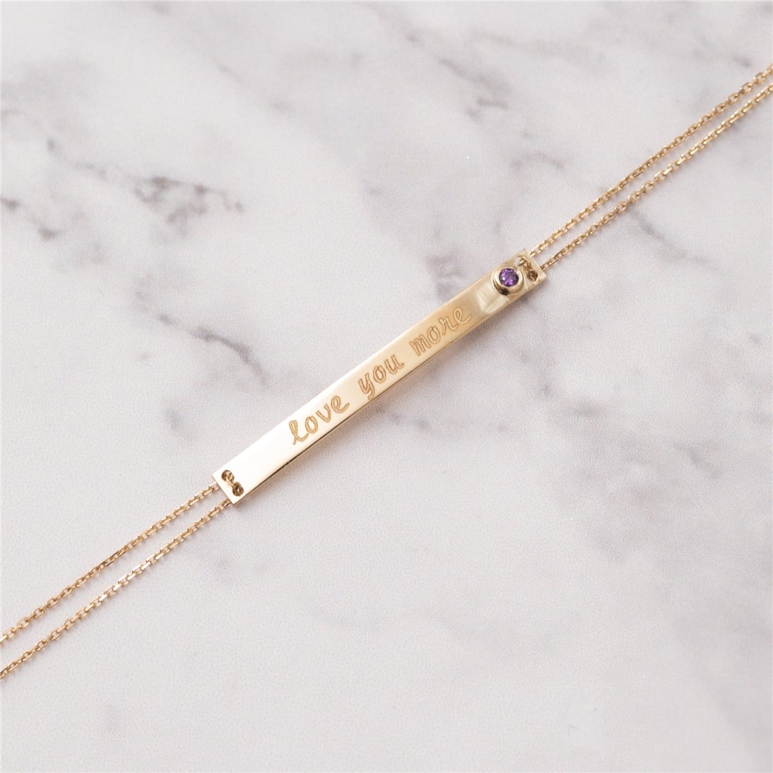 Solid Gold Birthstone Bar Bracelet