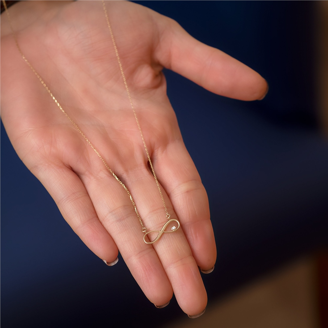 Solid Gold Diamond Infinity Necklace