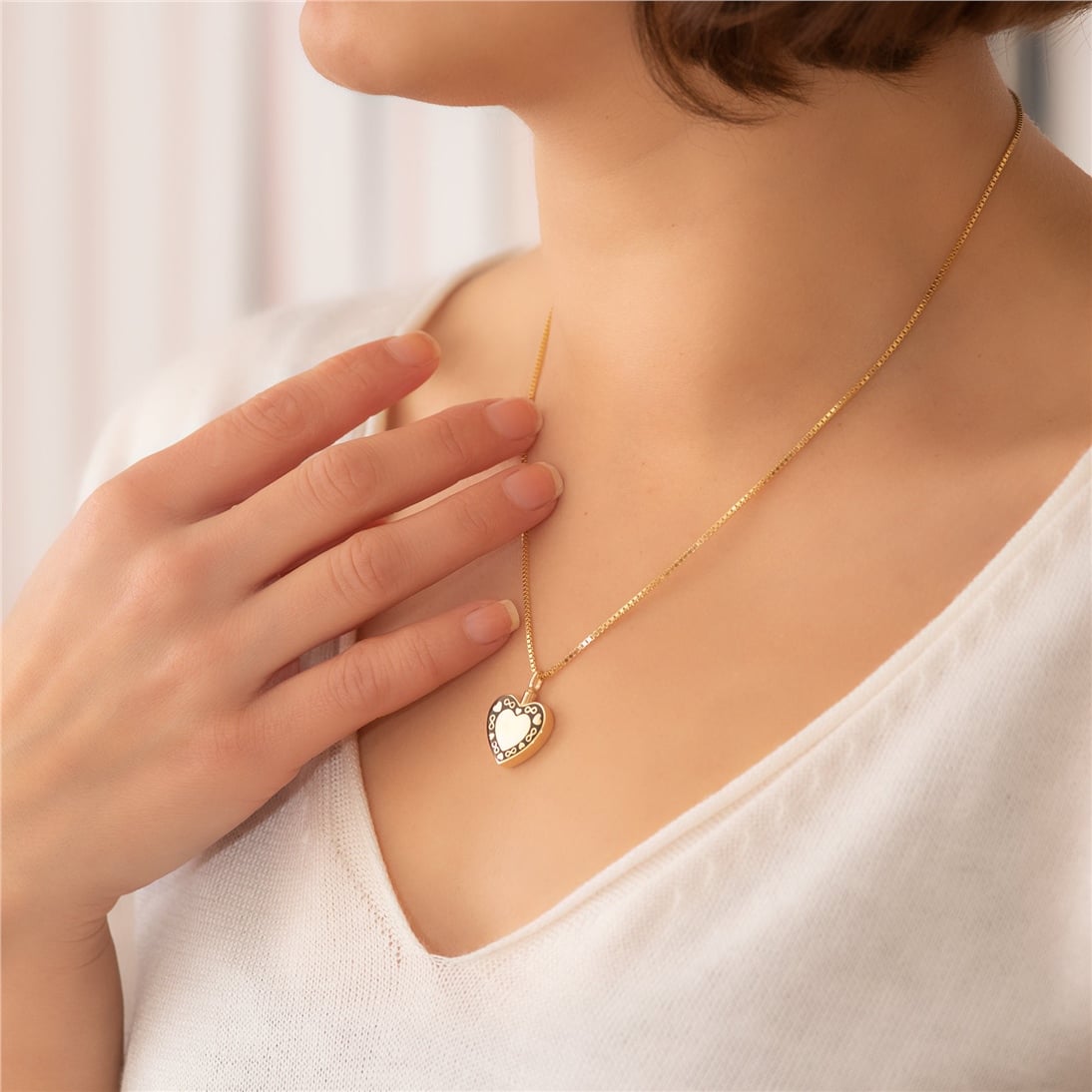 Solid Gold Enamel Heart Urn Necklace