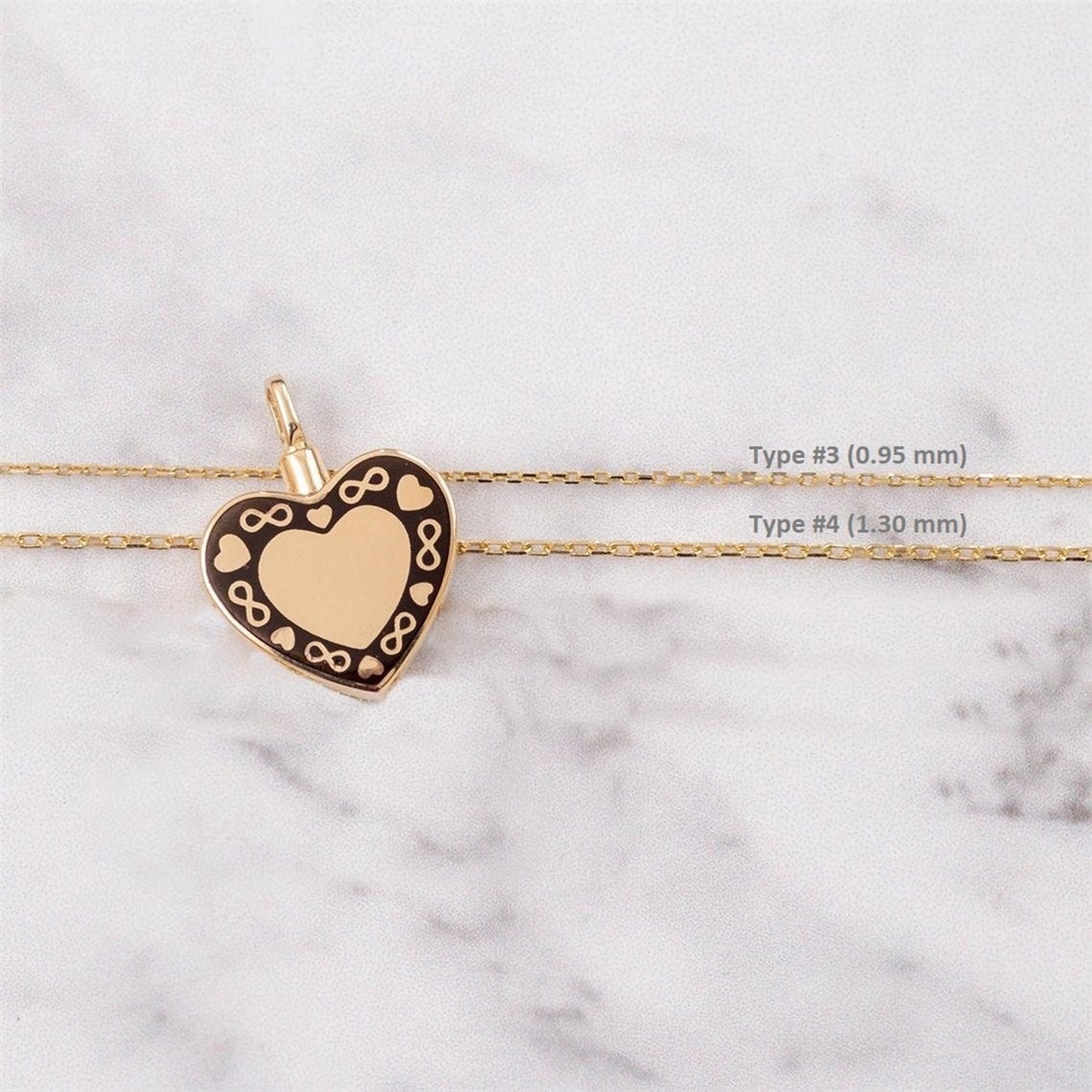 Solid Gold Enamel Heart Urn Necklace