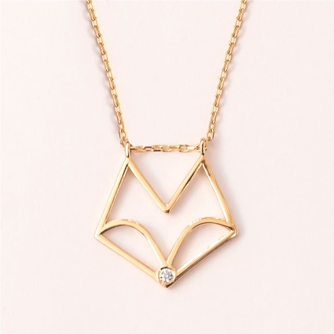 Solid Gold Origami Fox Necklace