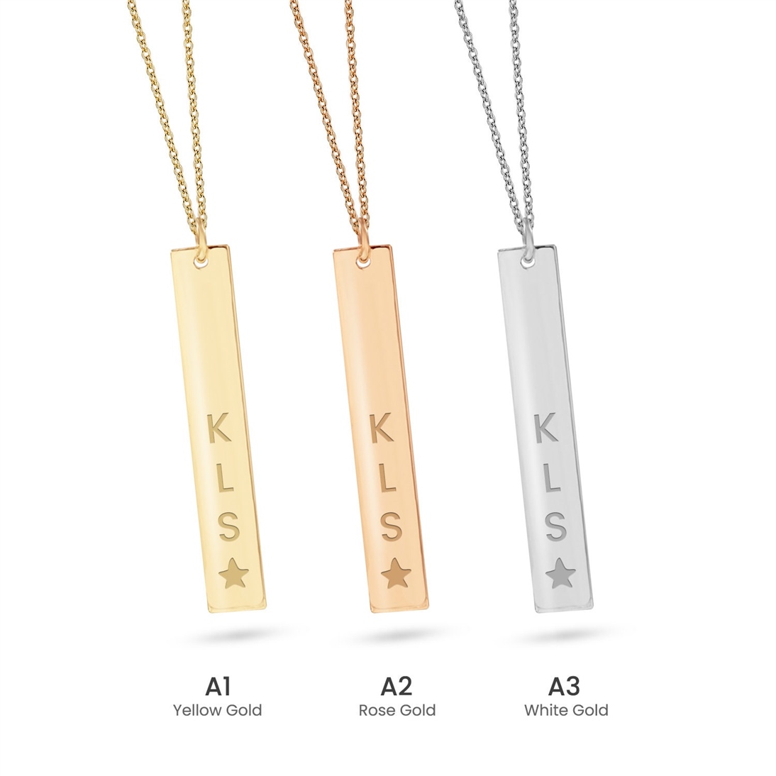 Solid Gold Vertical Name Bar Necklace