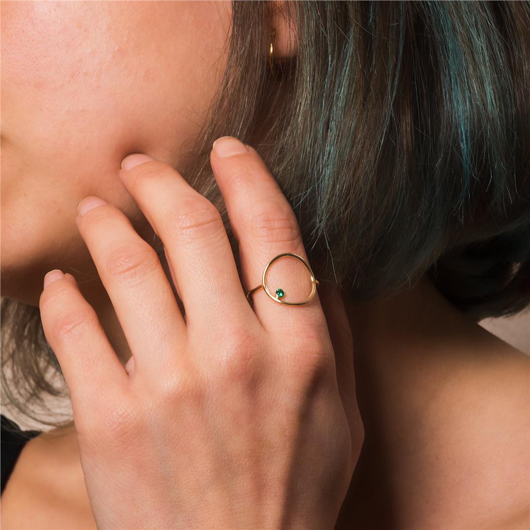 Altın Taşlı Çember Yüzük