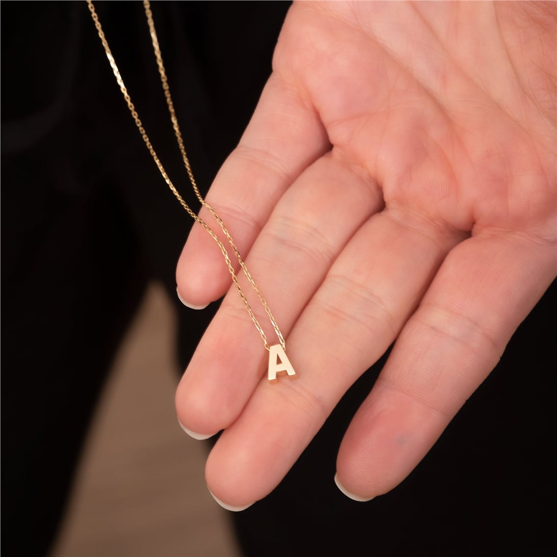 Solid Gold Minimalist Letter Necklace