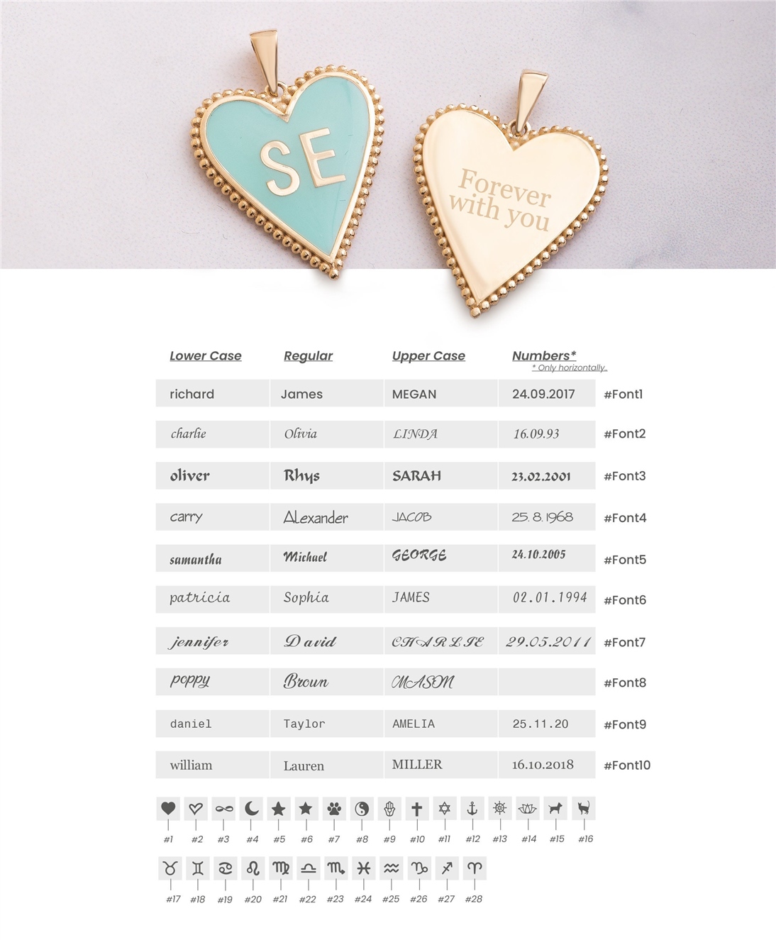 Solid Gold Letter Enamel Heart Pendant