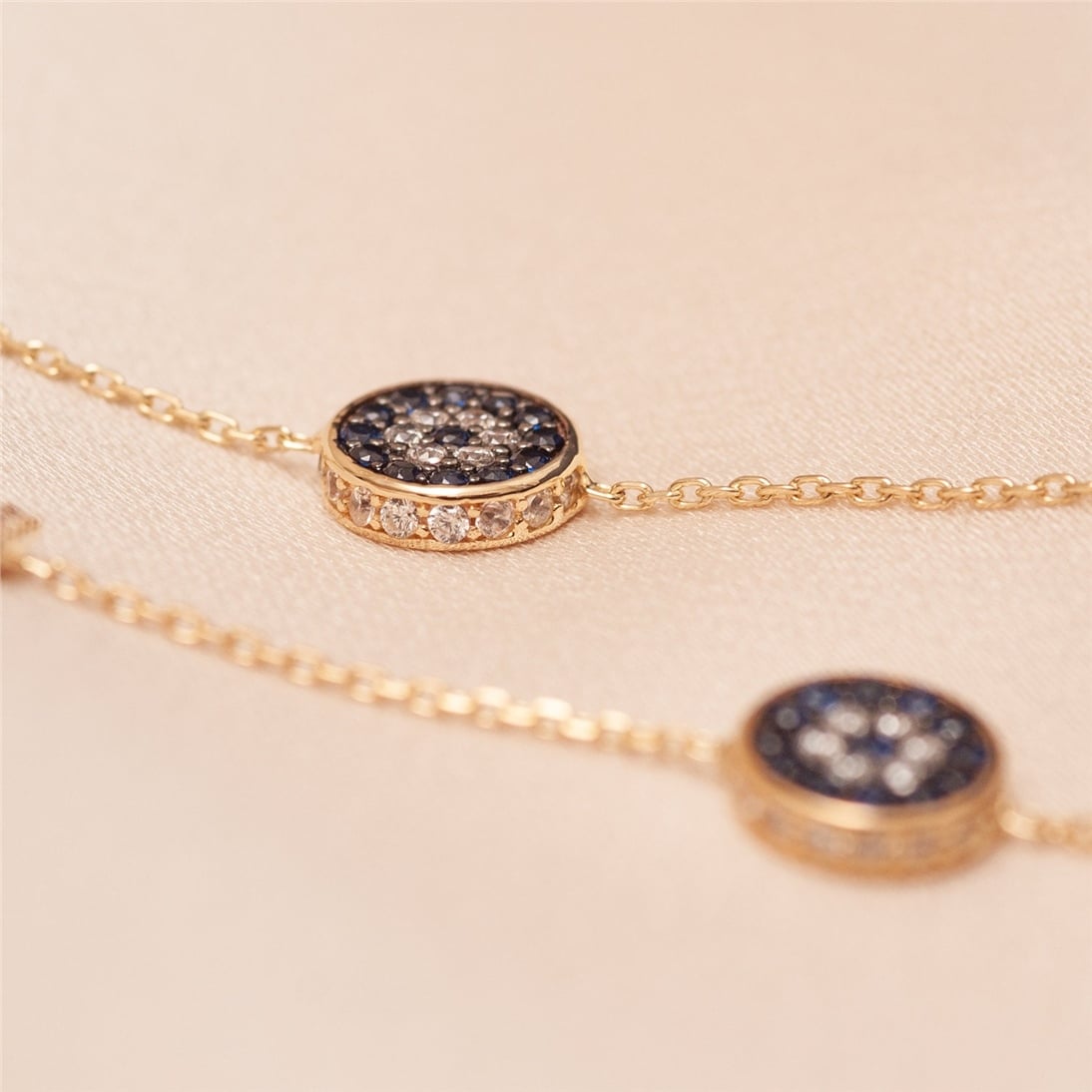 Solid Gold Blue Eye Letter Necklace