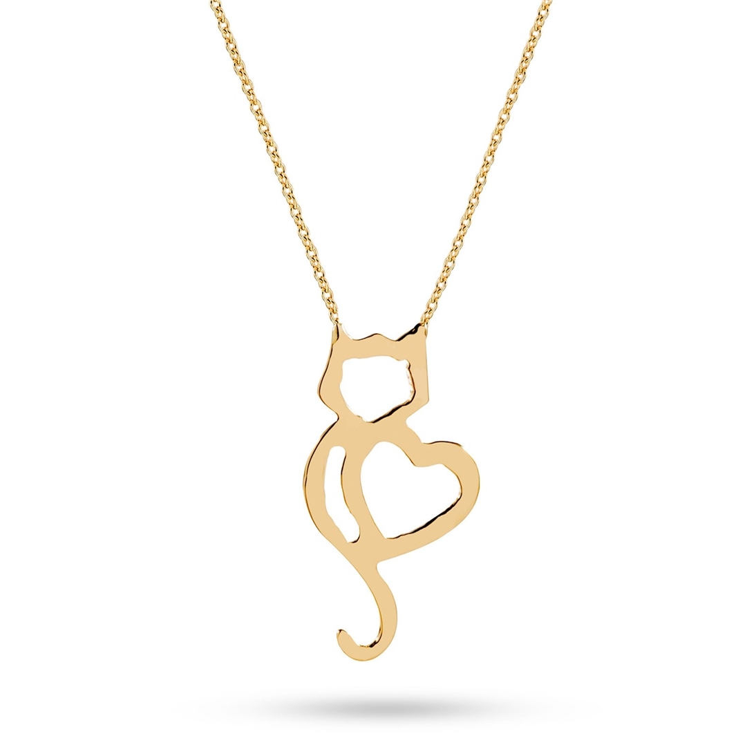 Solid Gold Kitty Necklace