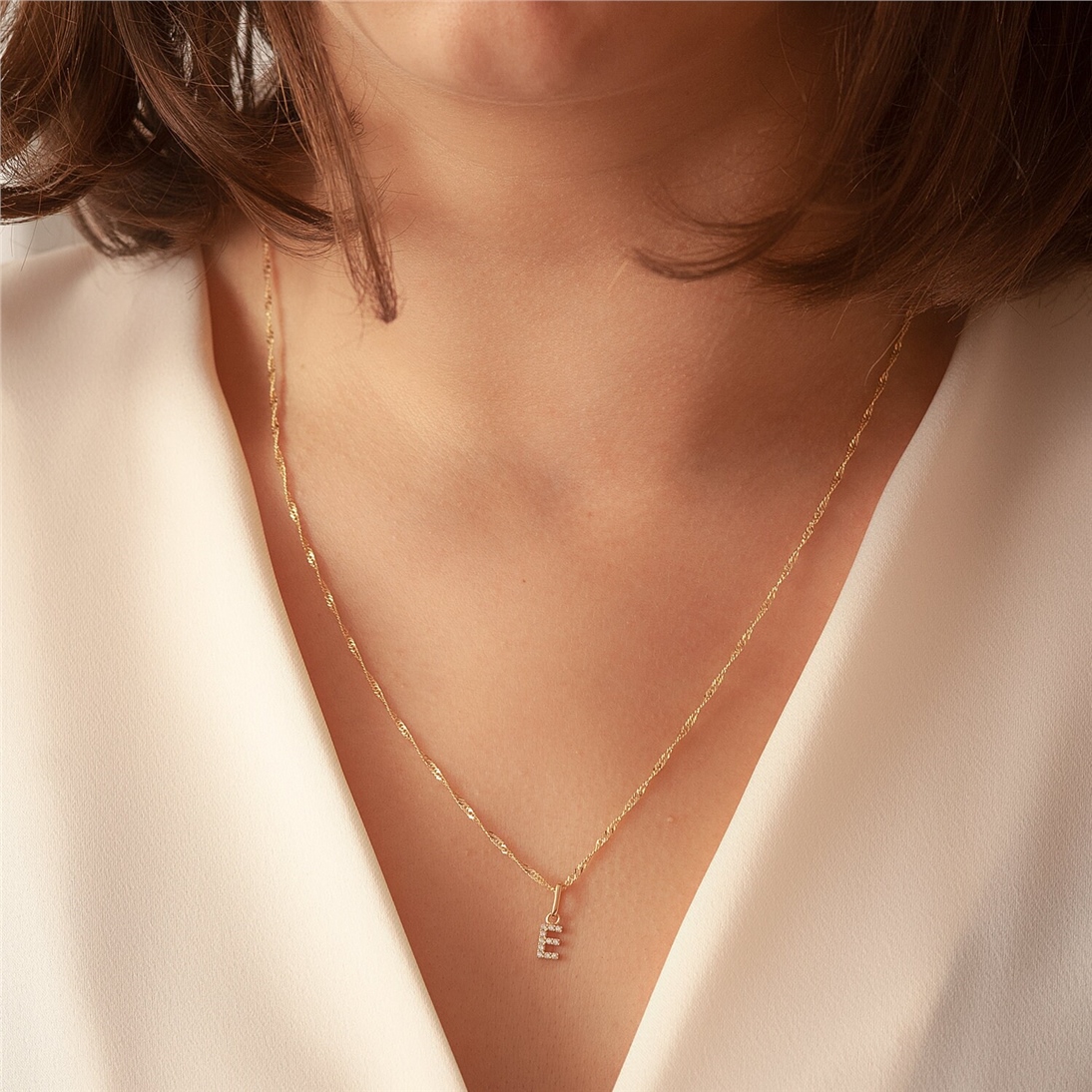 Solid Gold Letter Birthstone Charm Necklace
