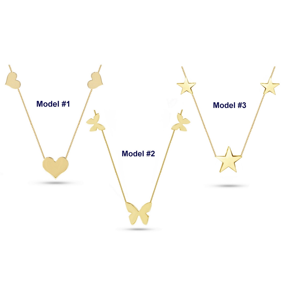 Solid Gold Triple Star Layering Necklace