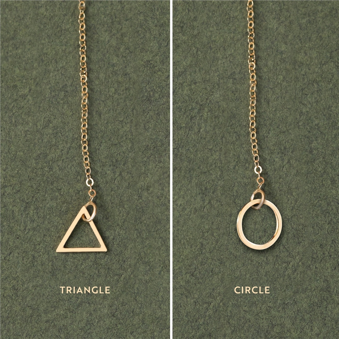 Solid Gold Triangle Bar Lariat Necklace