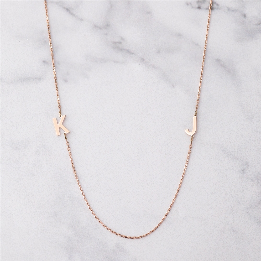 Solid Gold Sideways Letter Necklace