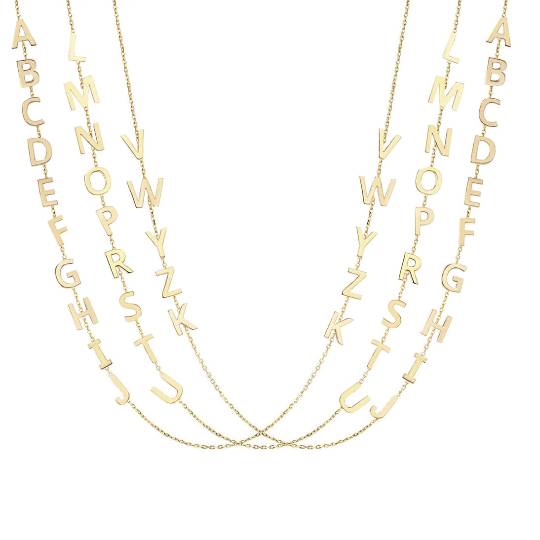 Solid Gold Sideways Letter Necklace