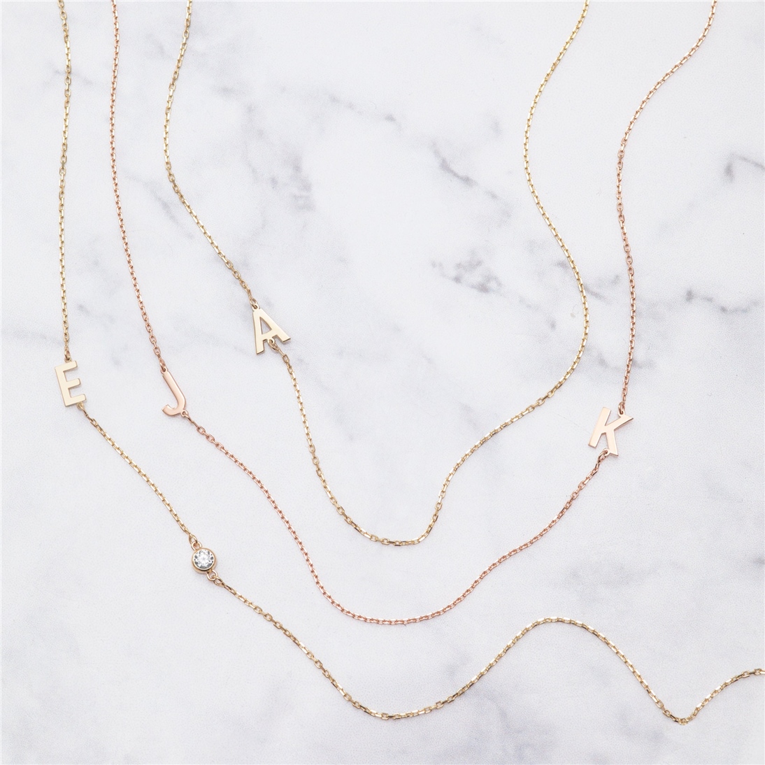 Solid Gold Sideways Letter Necklace