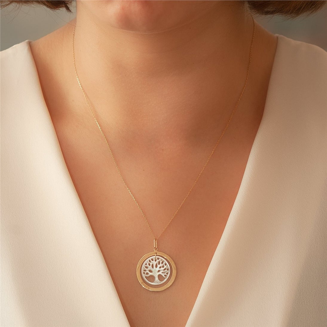 Solid Gold Tree of Life Necklace