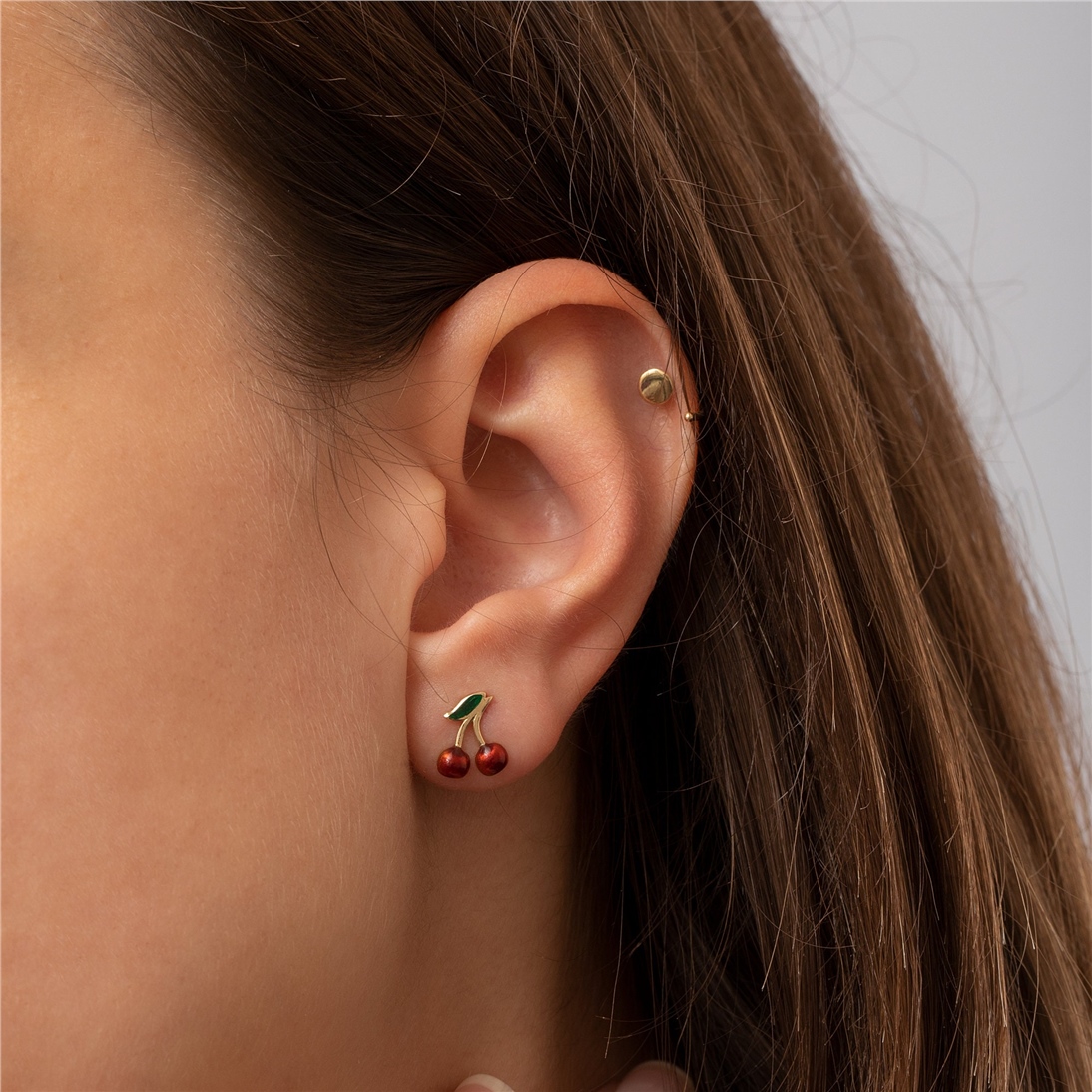 Solid Gold Cherry Earrings