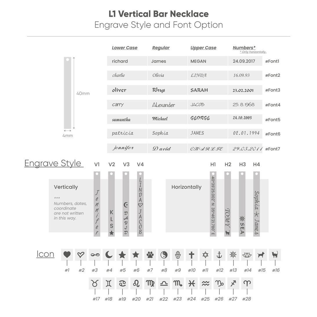 Solid Gold Name Vertical Bar Necklace