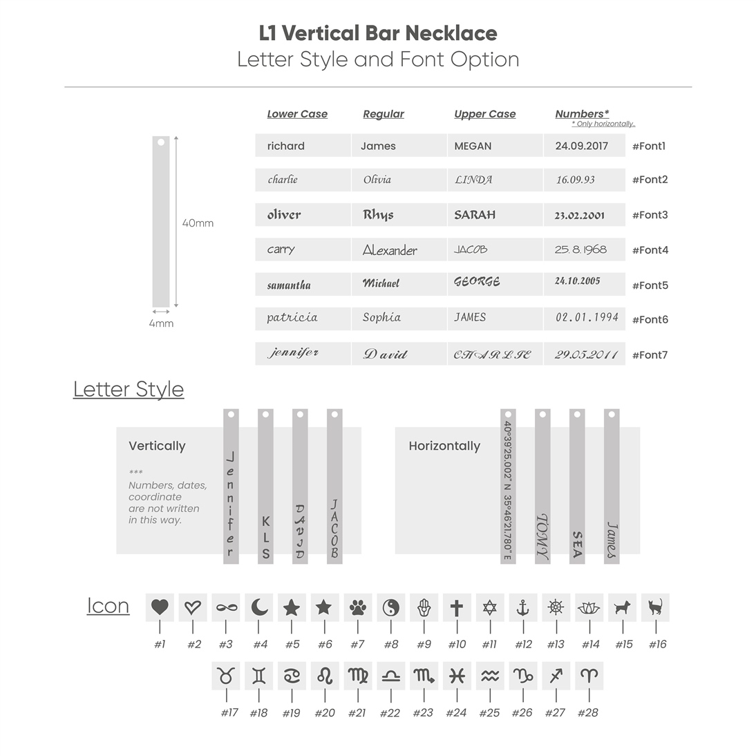 Solid Gold Custom Name Vertical Bar Necklace