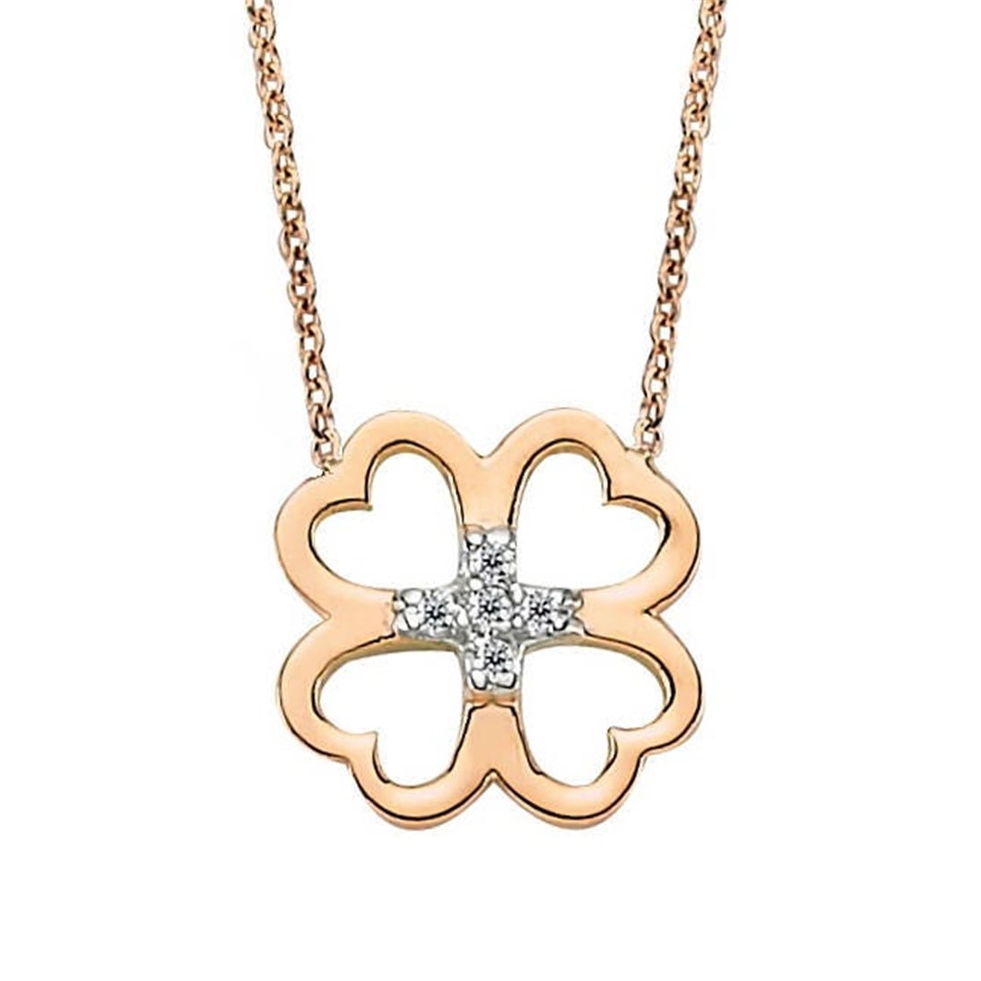 Solid Gold Diamond Clover Necklace