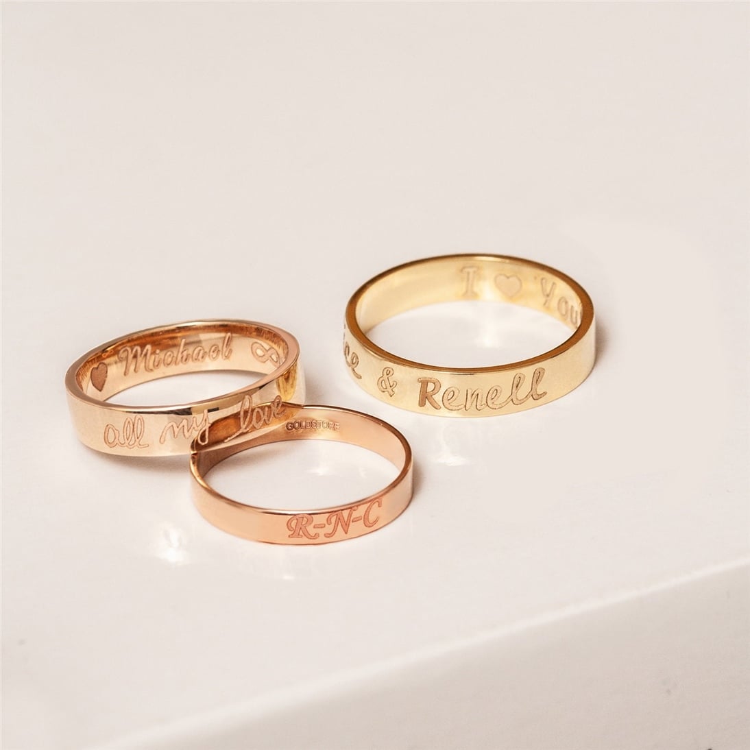 Solid Gold Engrave Name Band Ring