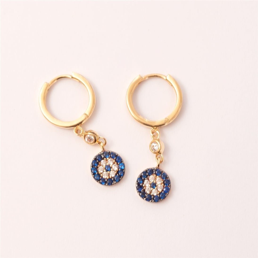 Solid Gold Evil Eye Hoop Earring