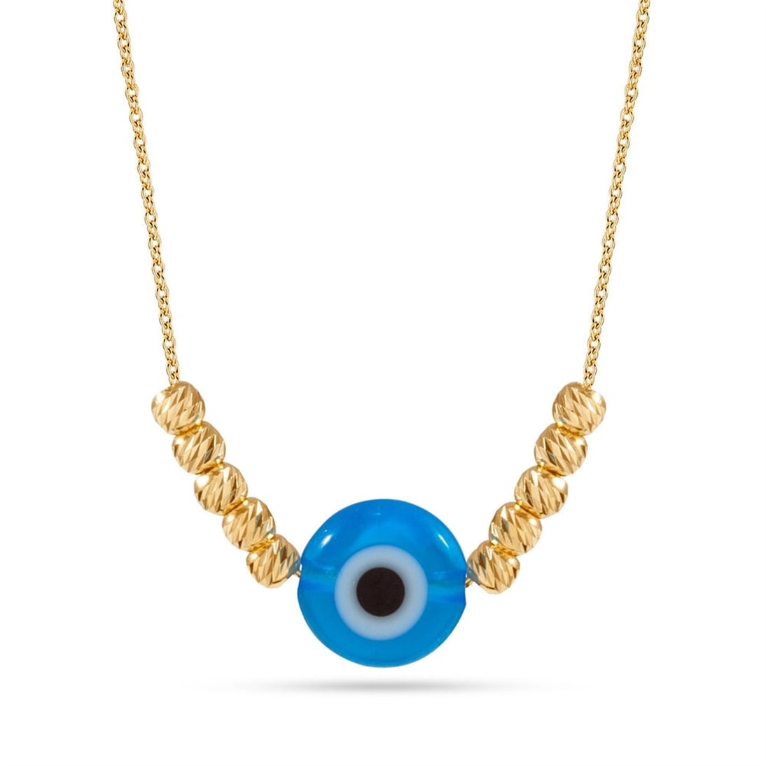 Solid Gold Evil Eye Ball Necklace