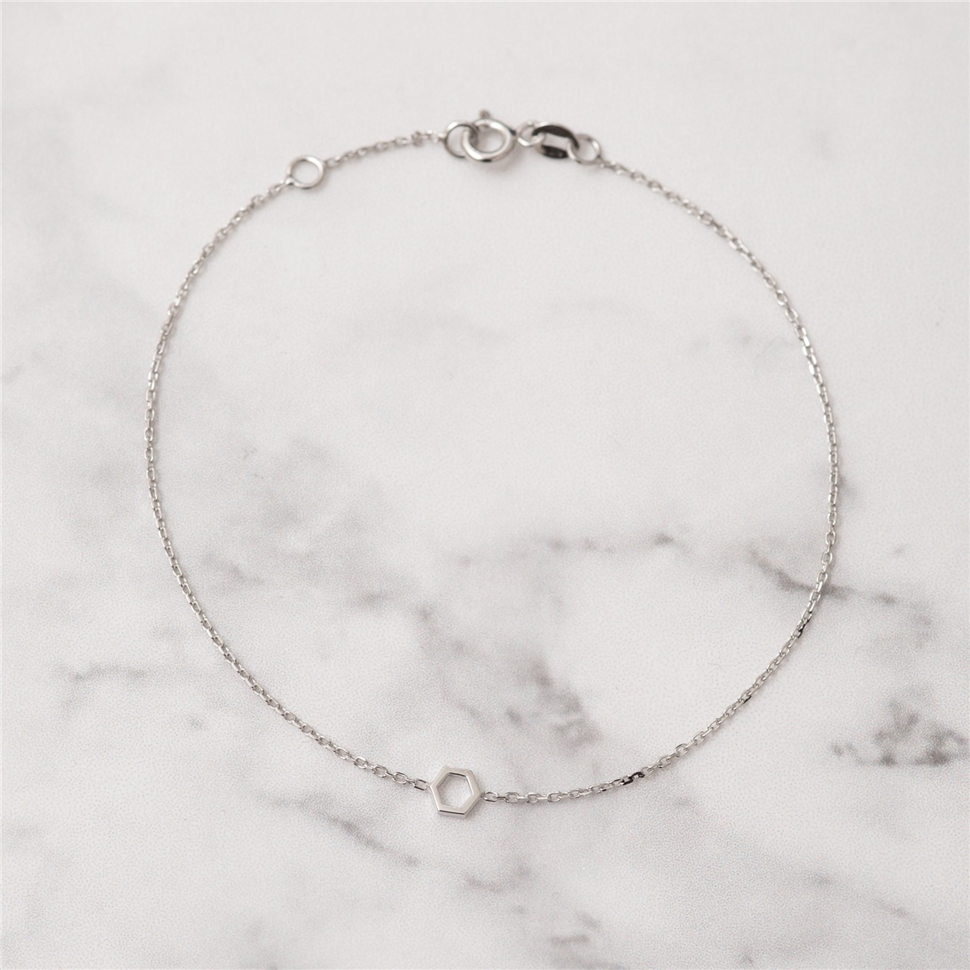 Solid Gold Hexagon and Birthstone Bracelet