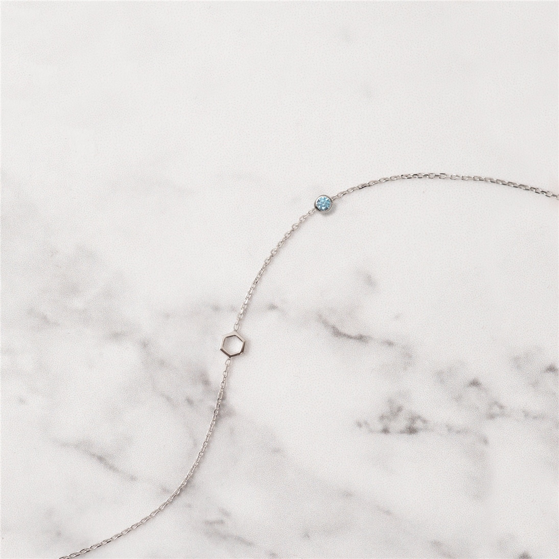 Solid Gold Hexagon and Birthstone Bracelet