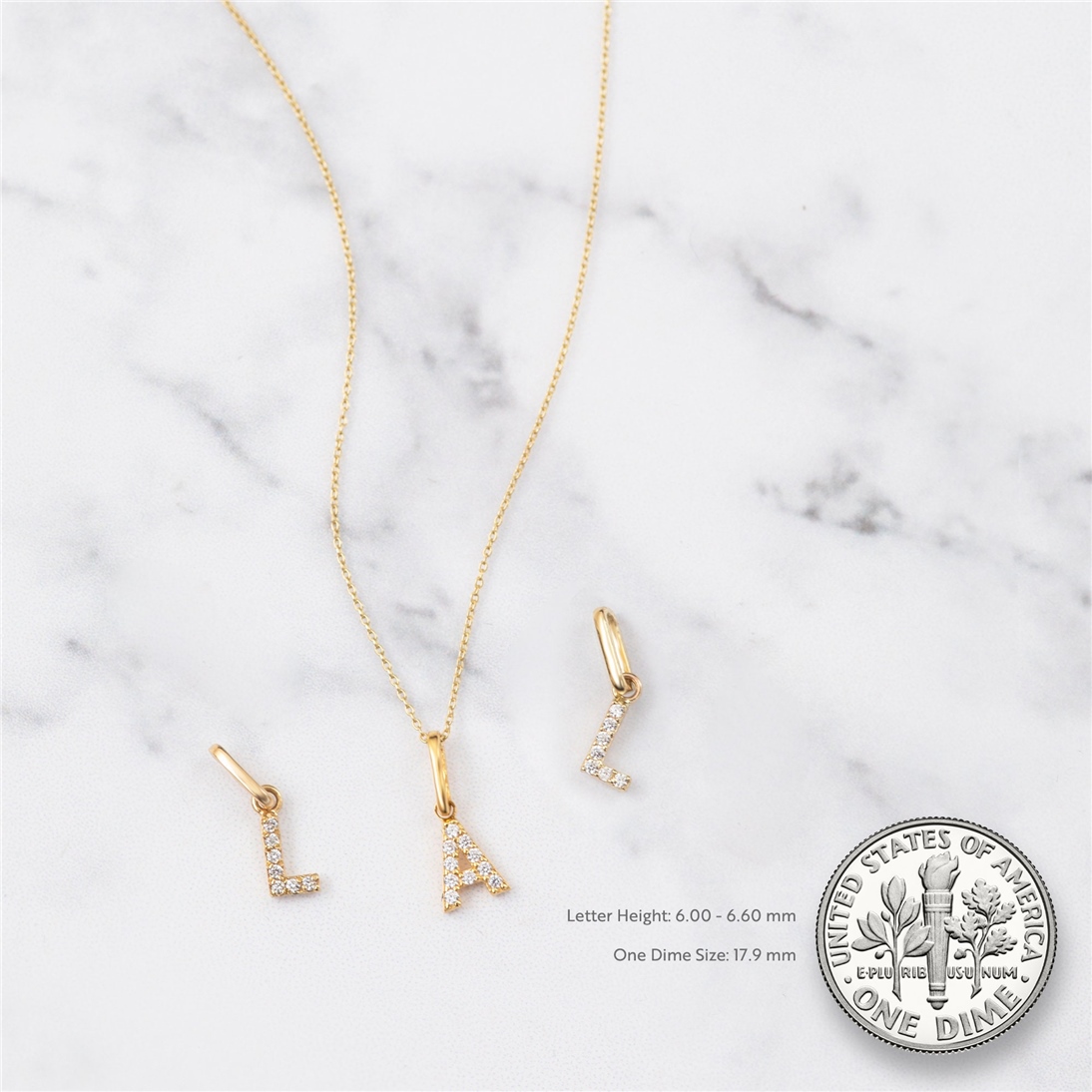 Solid Gold Initial Letter Pendant