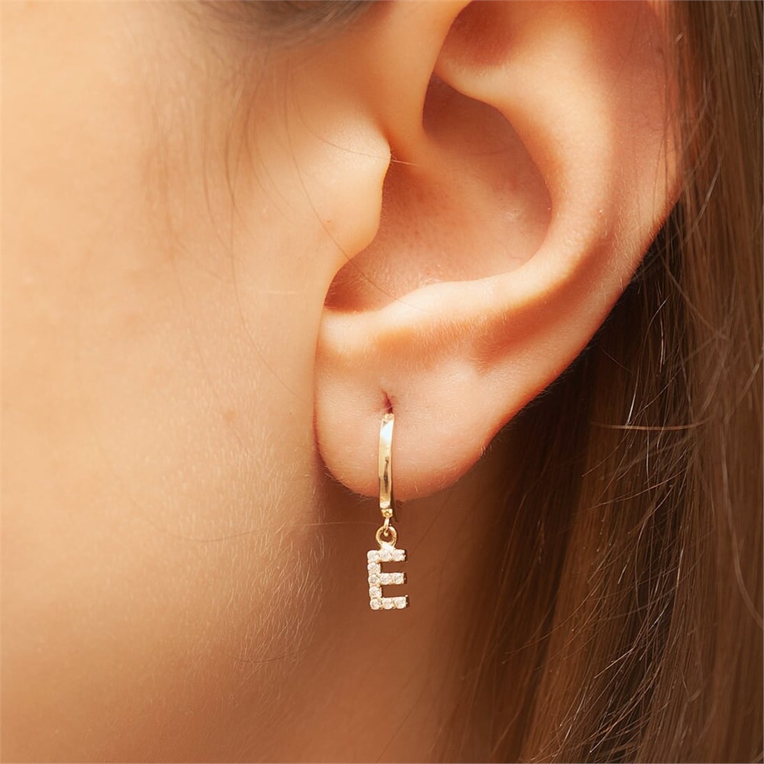 Solid Gold Letter or Number Earring