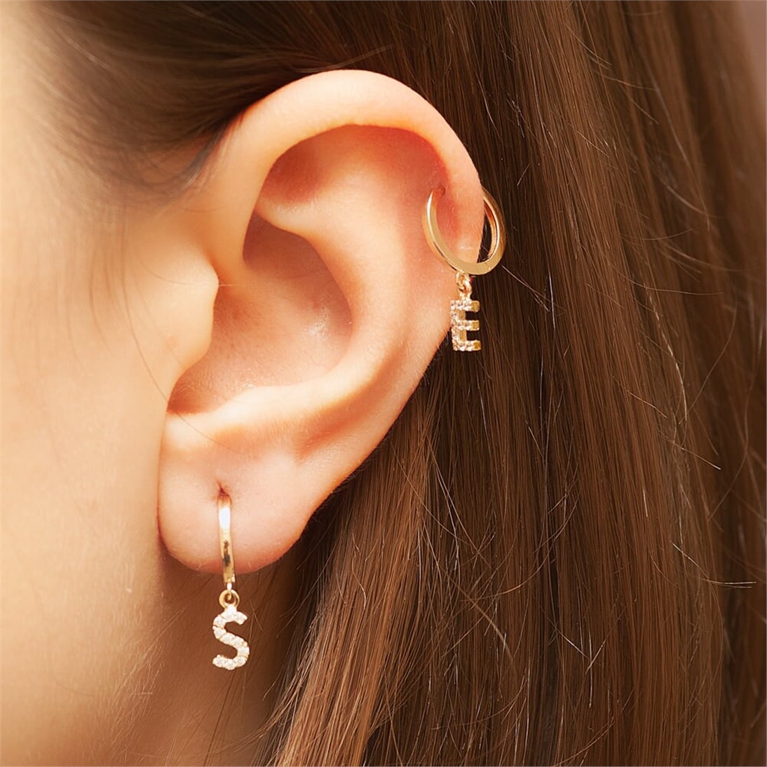 Solid Gold Letter or Number Earring