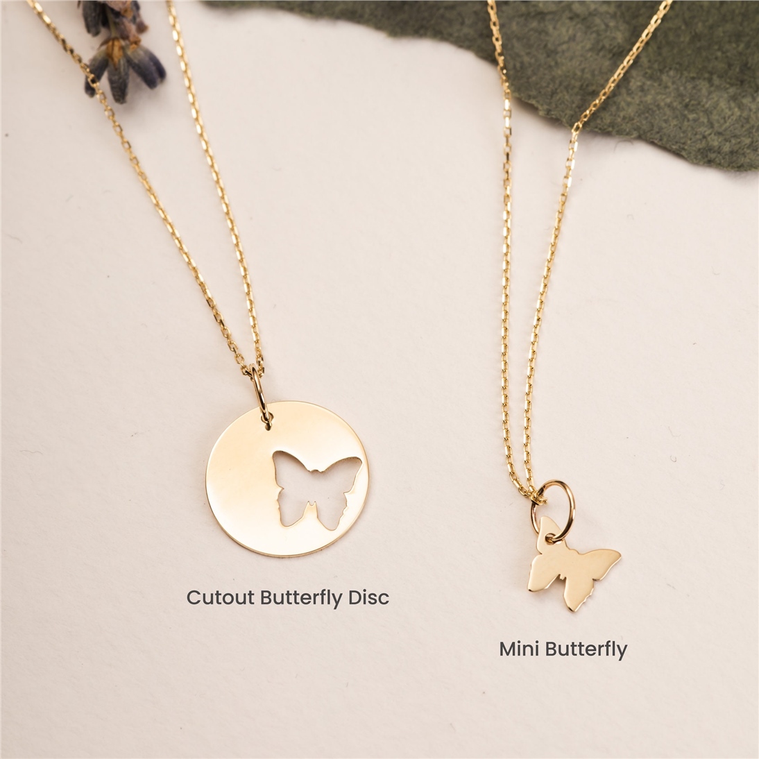 Solid Gold Butterfly Necklace Set