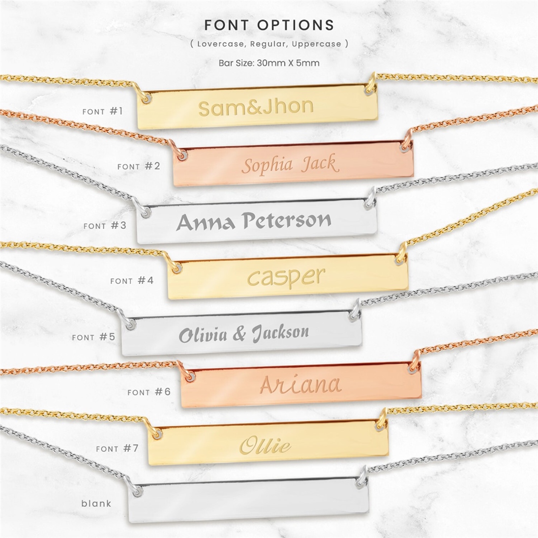 Solid Gold Personalized Name Bar Necklace