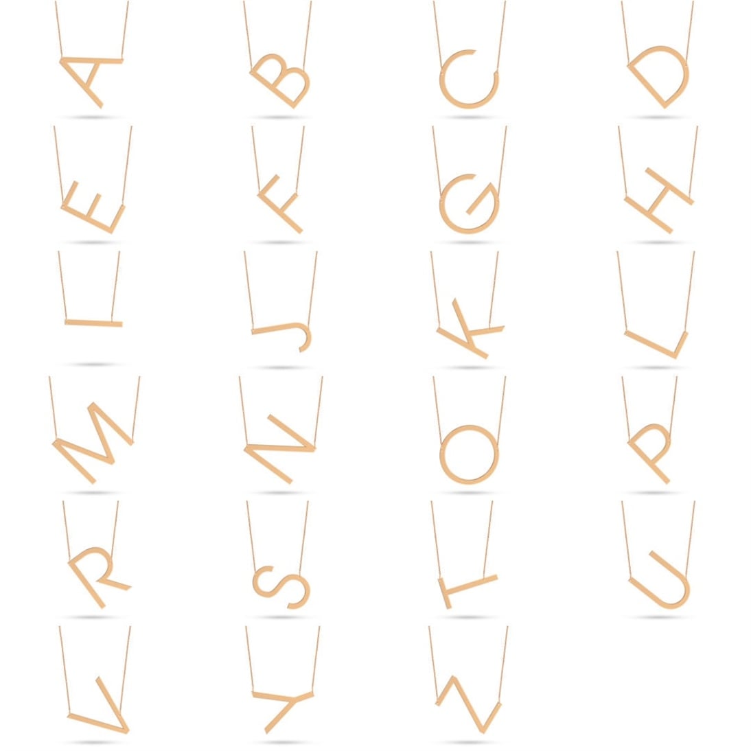 Solid Gold Large Initial Necklace