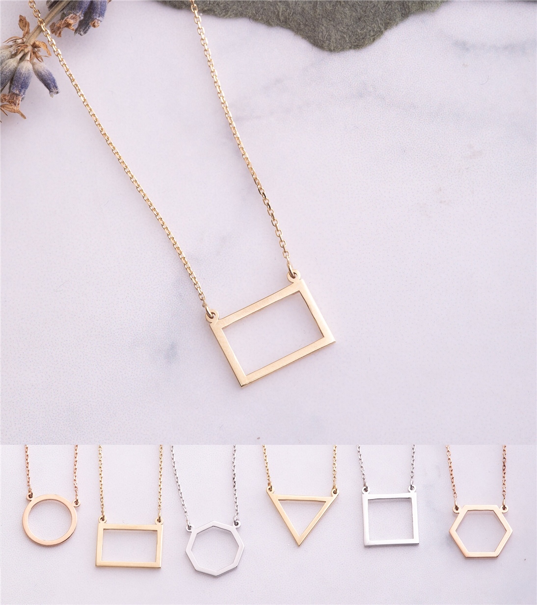 Solid Gold Cutout Triangle Necklace