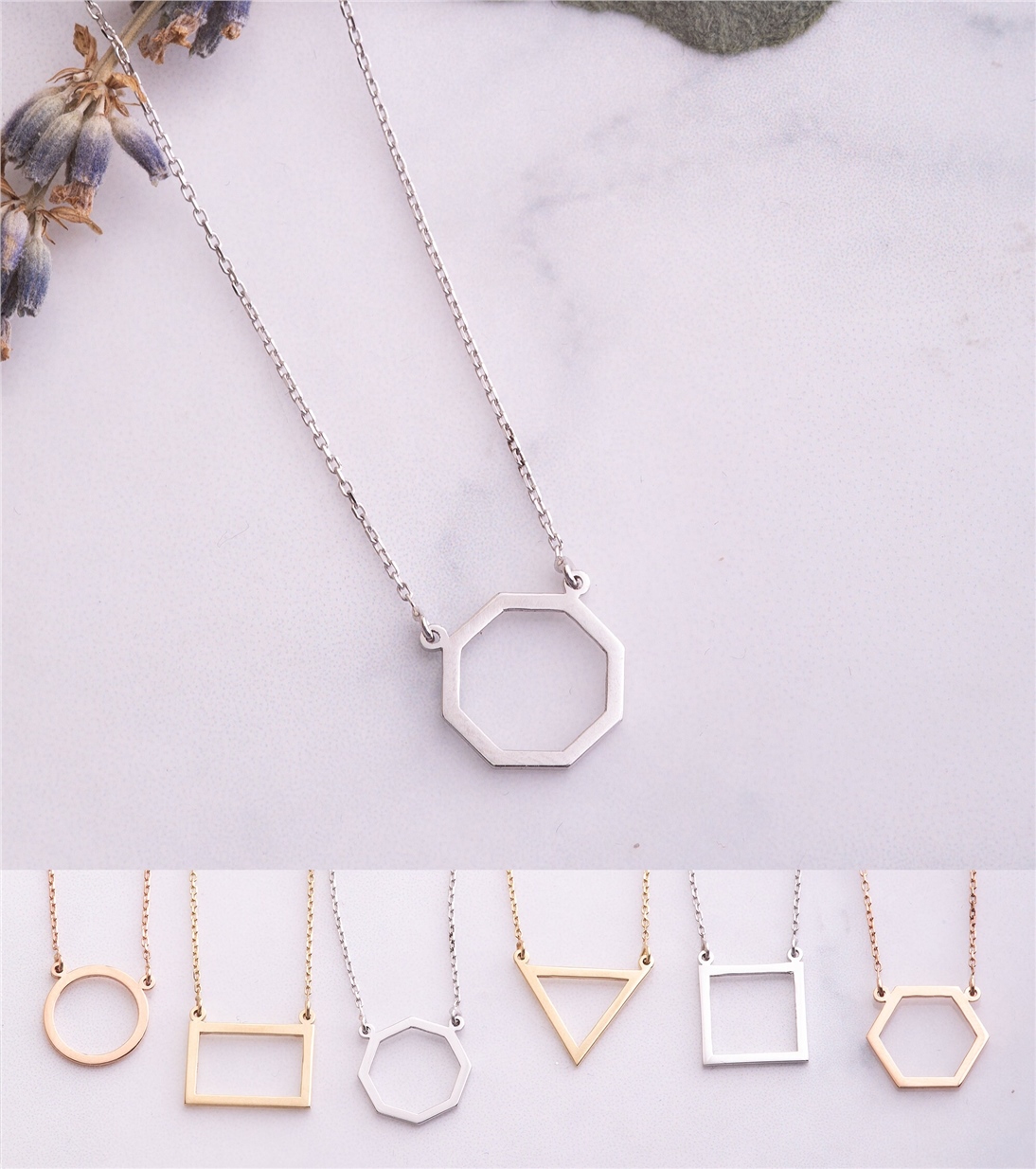 Solid Gold Cutout Triangle Necklace