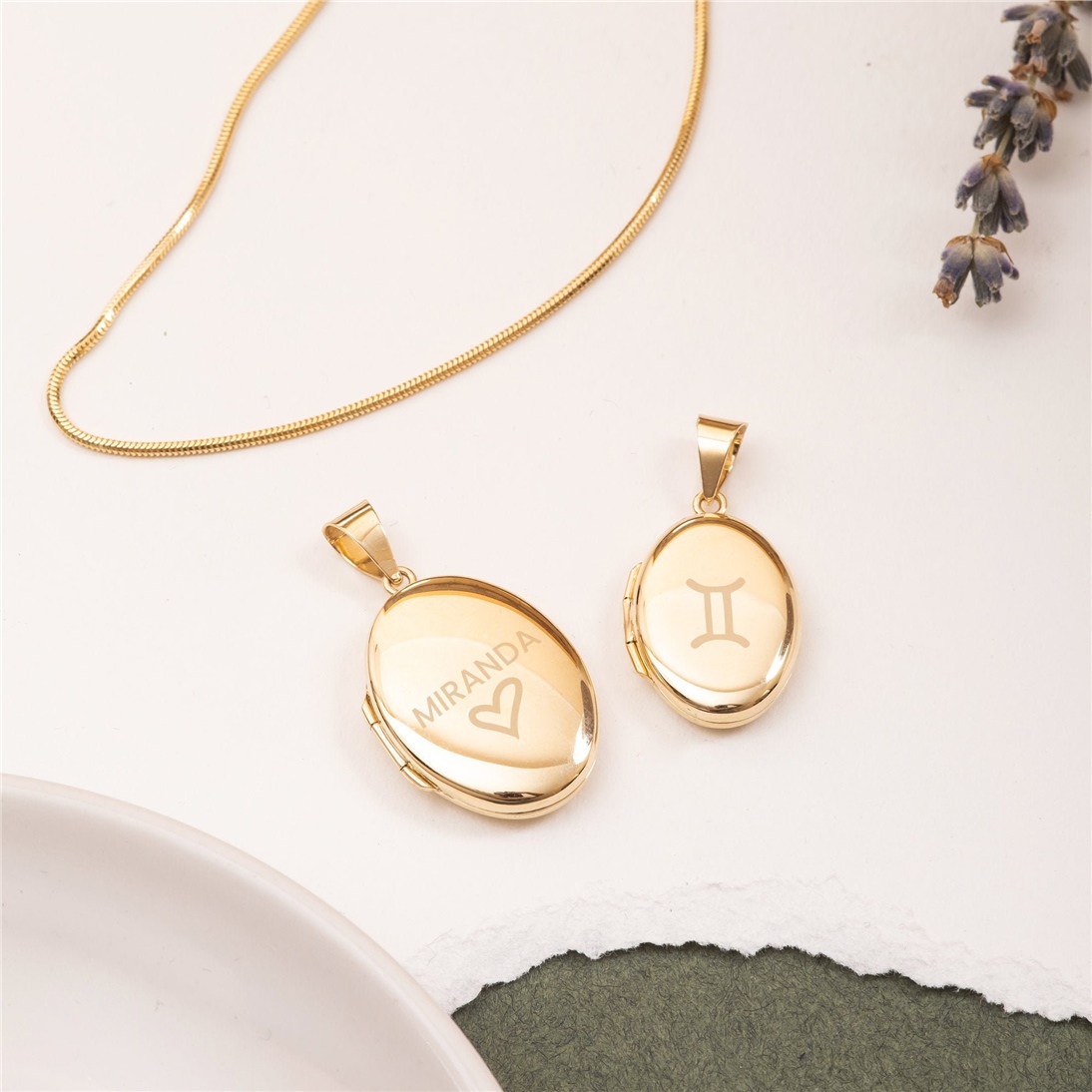 Solid Gold Oval Locket Pendant