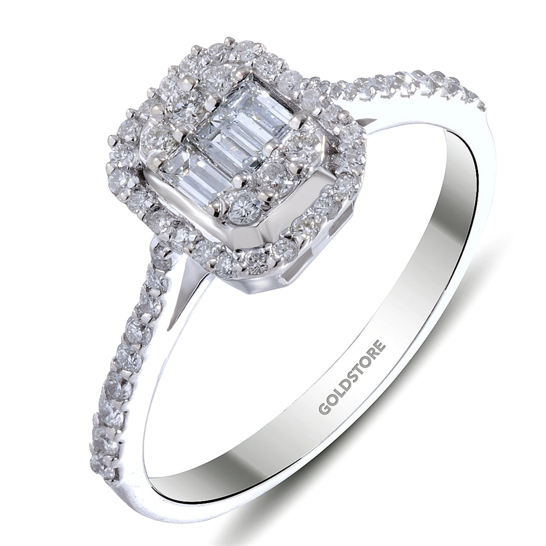 Solid Gold 0.44 ct Diamond Baugette Ring