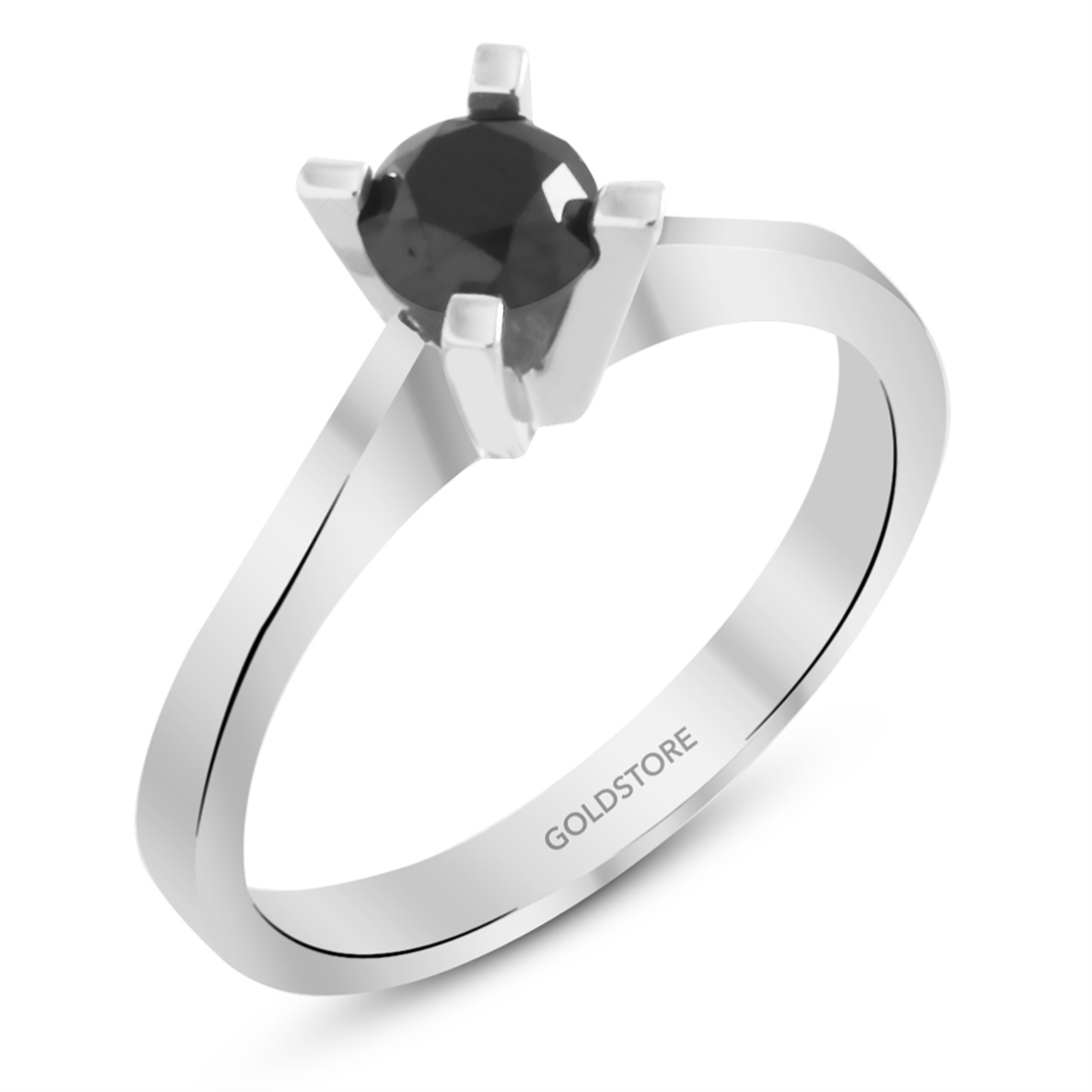 Solid Gold 0.72 ct Black Diamond Solitaire Ring