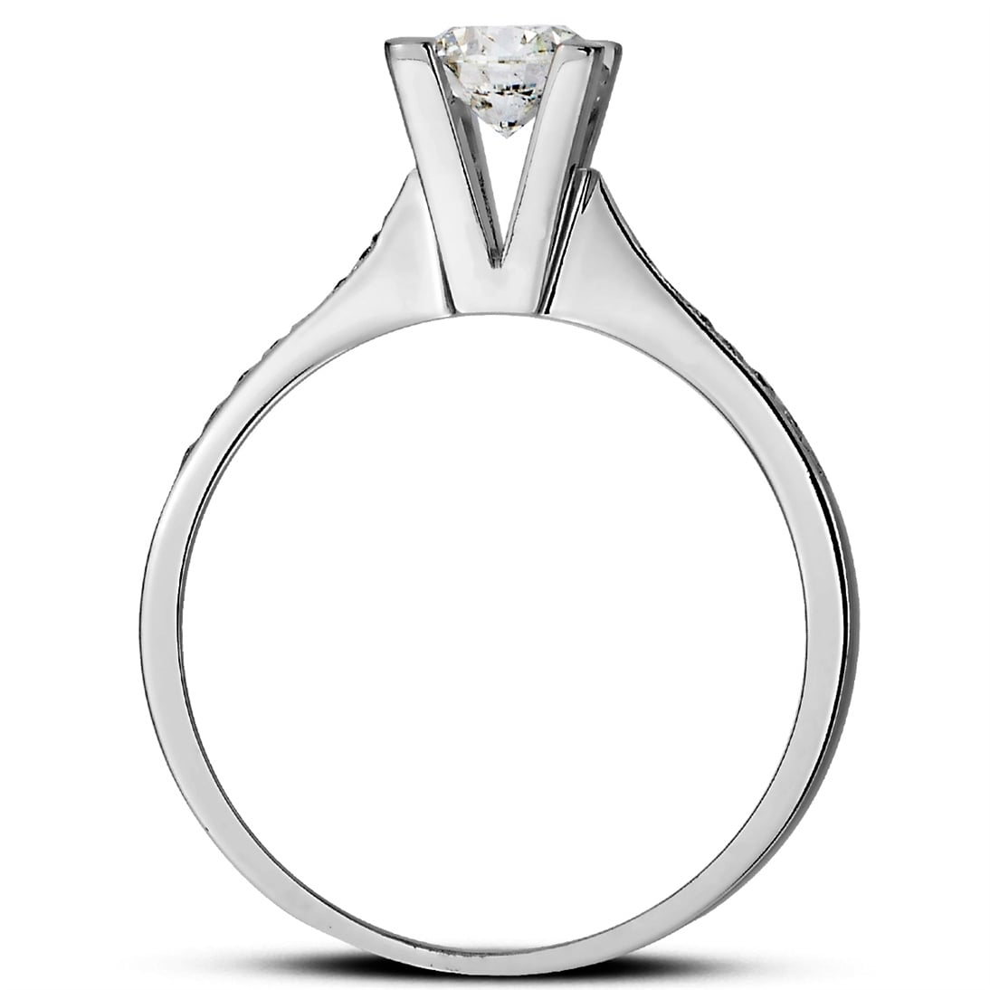 Solid Gold 0.43 ct Diamond Solitaire Sidestone Ring