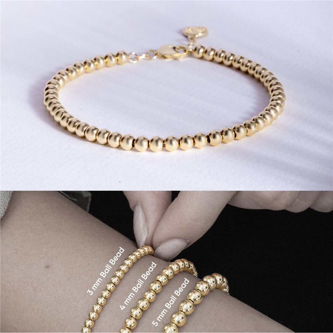 Solid Gold Ball Bead Bracelet