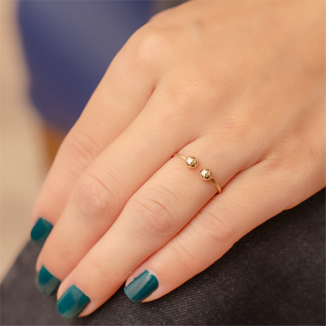 Solid Gold Ball Beaded Ball Ring