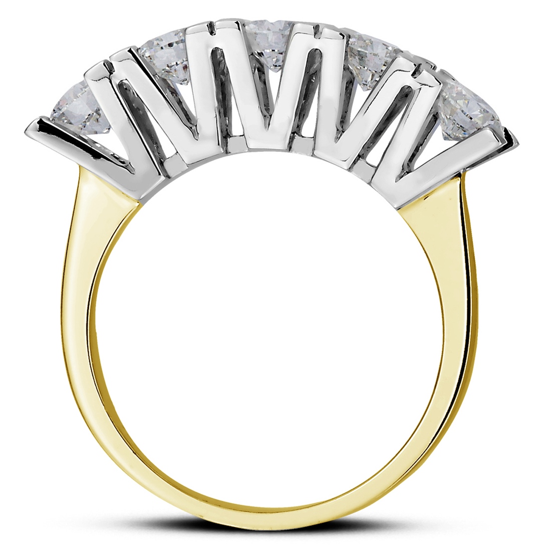 Solid Gold Five Stones Ring