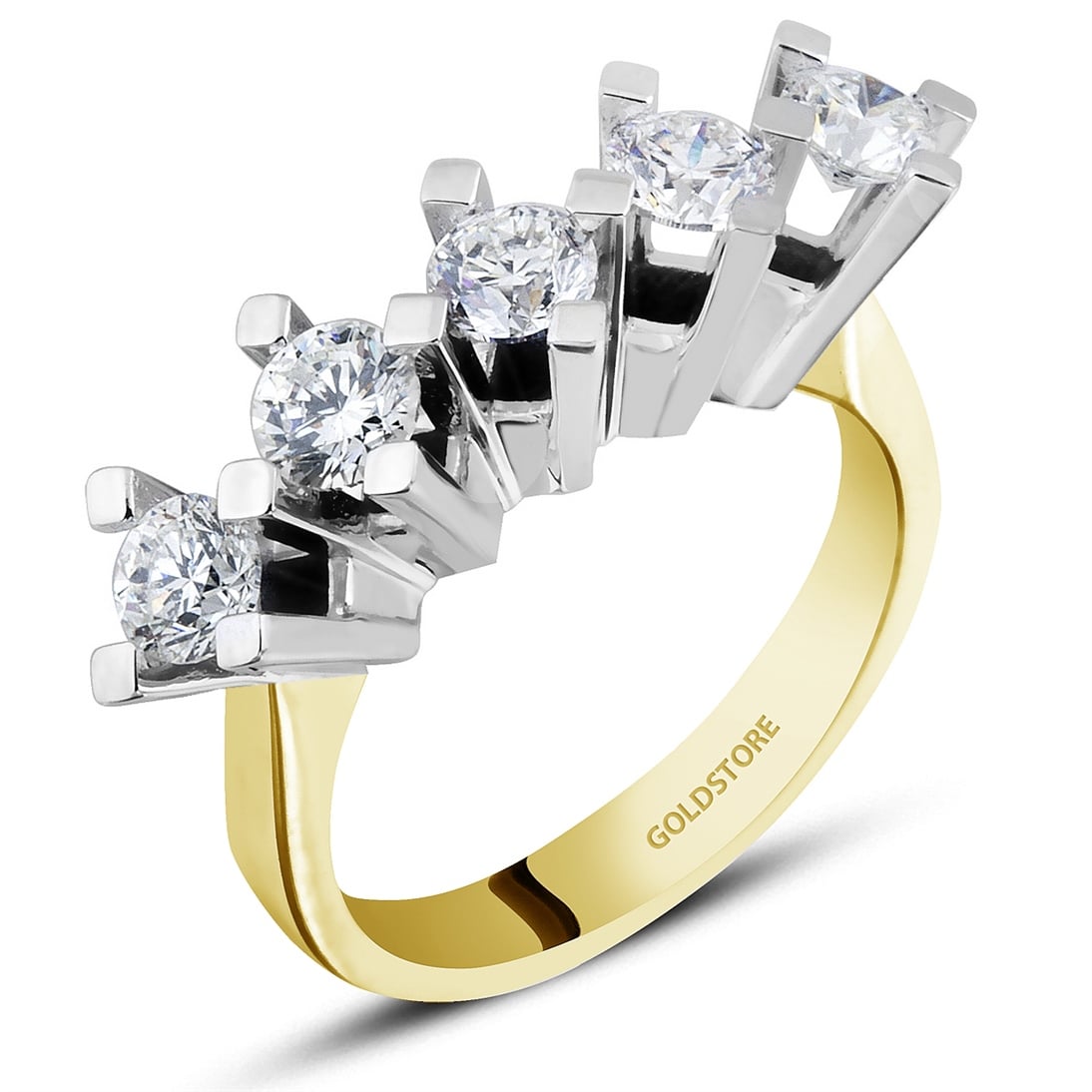 Solid Gold Five Stones Ring