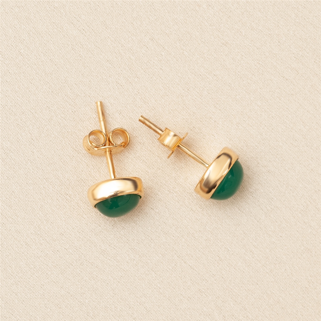 Solid Gold Green Agete Earring
