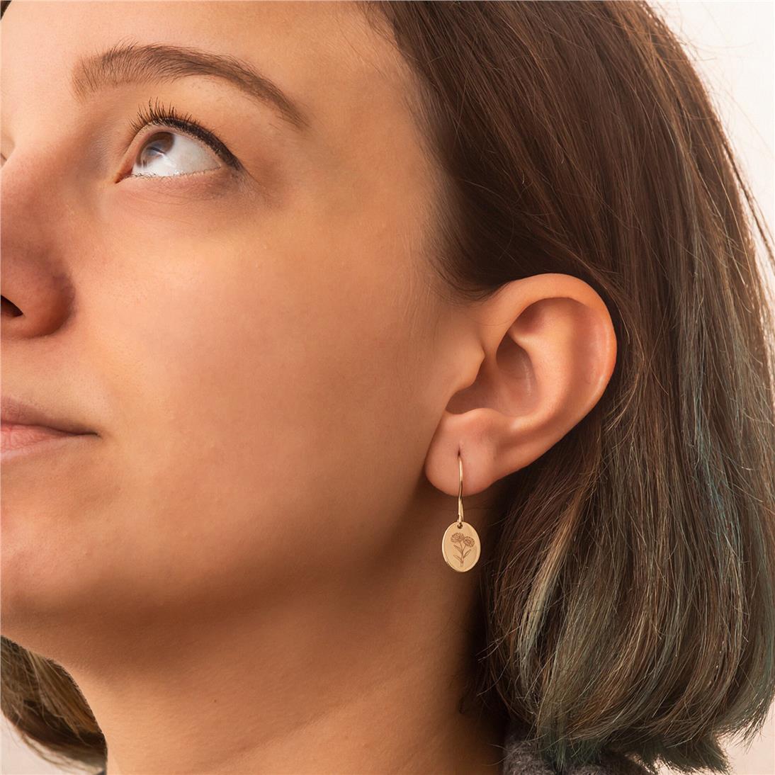 Solid Gold Birth Flower Earrings
