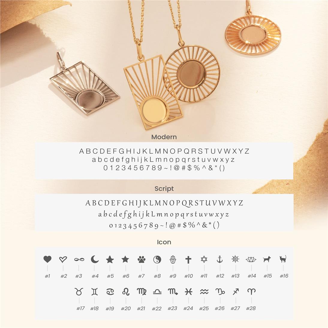 Solid Gold Sunburst Disc Pendant