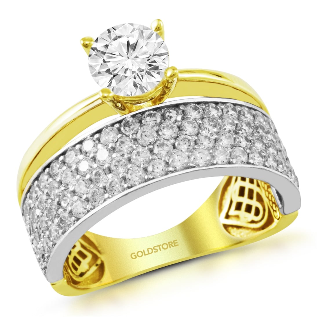 Goldstore-Alyanslı Tektaş Yüzük